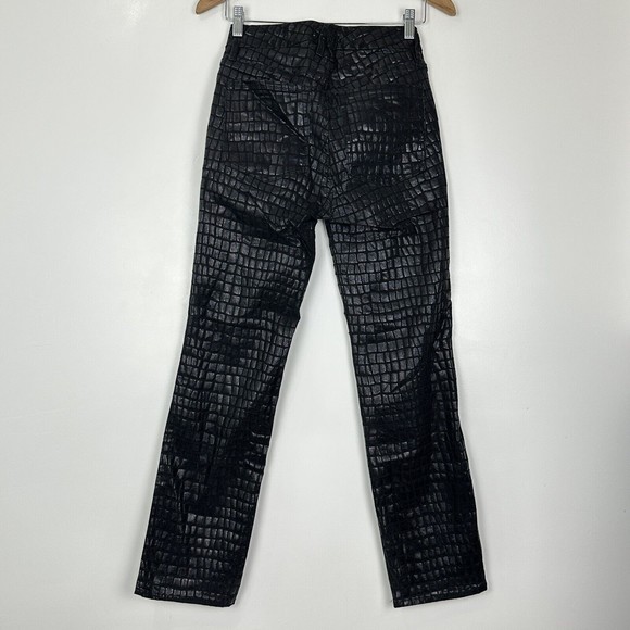 Good American Women's High Rise Good Straight Leg Jeans in Black Croc Size 2/26 - Picture 6 of 9